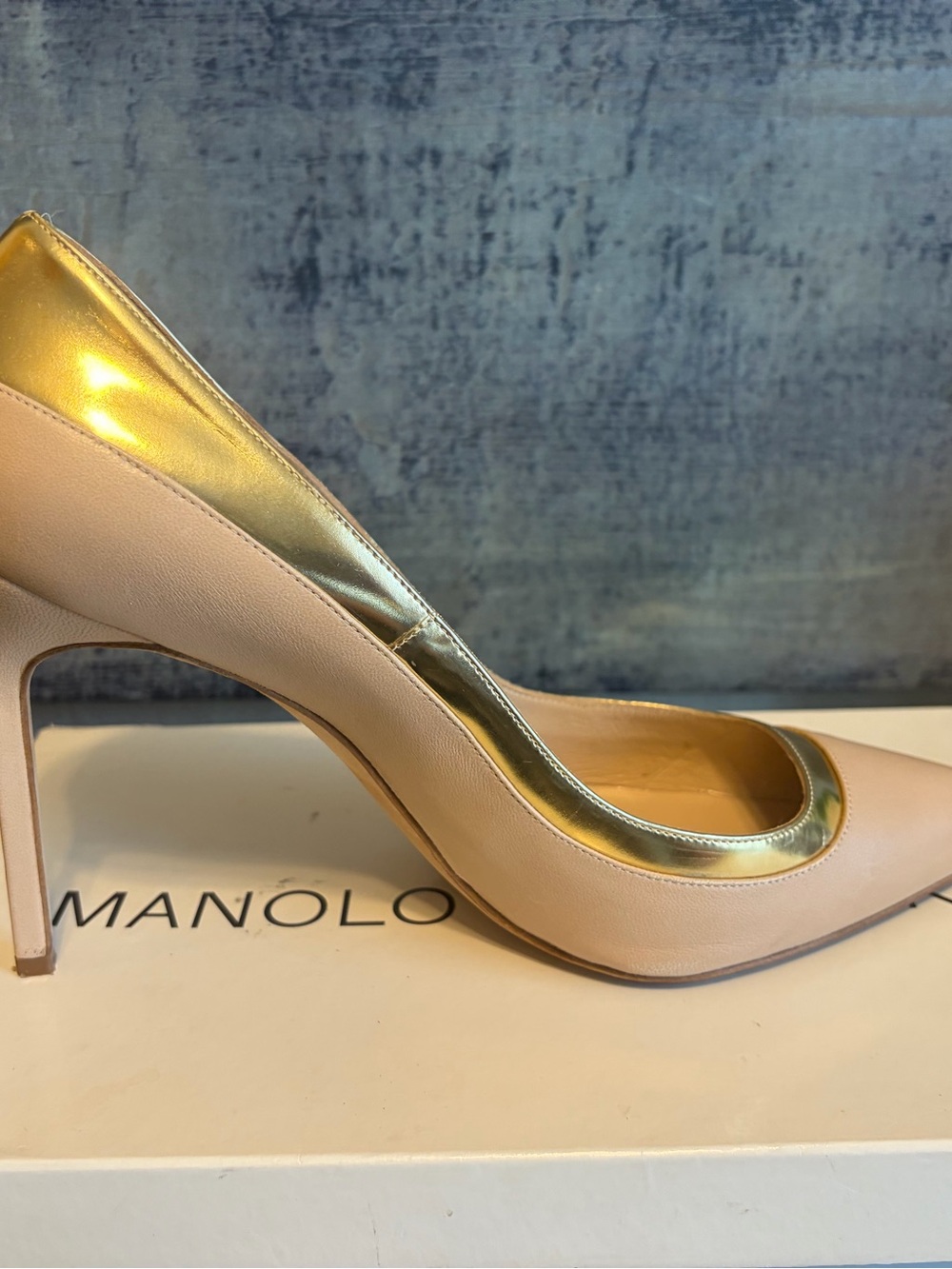 Manolo Blahnik Nude & Gold Pumps β Size 10 - Picture 14 of 16